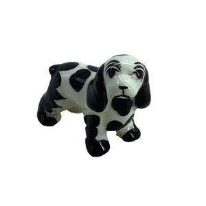 Vtg Hagen Renaker Springer Cocker‎ Spaniel Puppy Dog Black White Spotted Ceramic